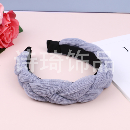 factory direct cute sweet style solid color wide-brimmed middle knotted fabric headband hair band various colors