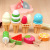 Simulation Play House Kitchen Strawberry Ice Cream Table ThreeLayer Ice Cream Ice Cream Tower Slicer Wooden Toys