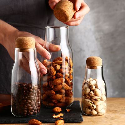 Japanese Glass Sealed Jar Cork Coffee Tea Jar Bottle Milk Juice Bottle Household Storage Bottle Storage Jar