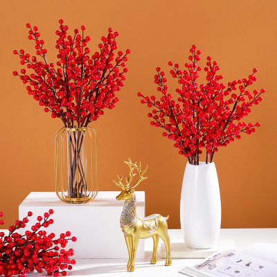 Factory Wholesale New Hollyberry Red Berry Lucky Fruit Showcase Indoor Desktop Decoration