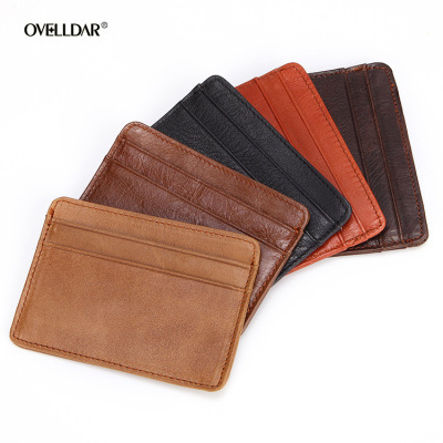 New in Stock Men's Leather Wallet Oil Wax Leather Multi Card Holder Vintage Cowhide Coin Purse Card Holder Whole