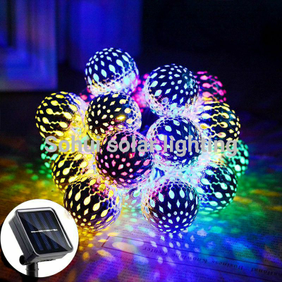 Factory Direct Sales Colored Lights 12led Solar Morocco Ball Lighting Chain Courtyard Decoration Holiday Christmas Wedding Lighting Chain