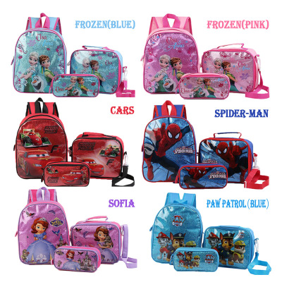 Spider-Man Children's Schoolbag Cartoon Primary School Student Schoolbag Frozen Kindergarten Children's Schoolbag Three-Piece Set