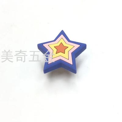 Cartoon Handle Environmental Protection PVC Single Hole Handle Blue Star Children Cupboard Drawer Wardrobe Shoe Cabinet PVC Handle Anti-Collision