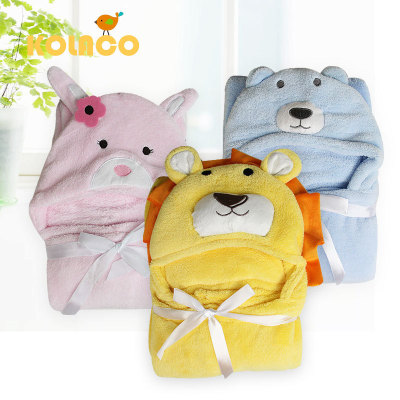 Spot Coral Fleece Hood Bath Swimming Towel Plain Cute Cartoon Children's Cloak Cloak Beach Bath Towel