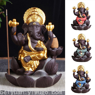 Ywbeyond Elephant God Ganesha Lotus Backflow incense Burner Buddha Thailand Indian buddhist Waterfall incense sticks hol