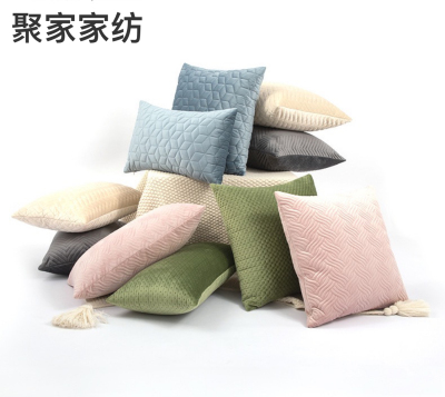 Modern Simple and Light Luxury Geometric Quilting Pillow Cover Model Room Sofa Cushion Bedroom Bedside Cushion Lumbar Pillow Customization