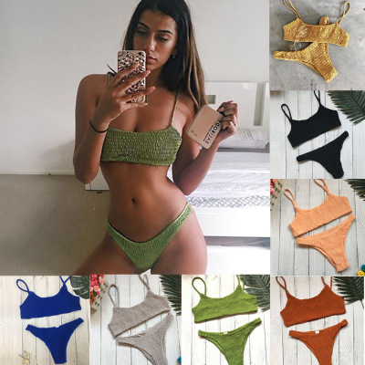 Triangle Bikini2019 at AliExpress Swimsuit Sexy Pleated Triangle Bikini Bikini Bikini