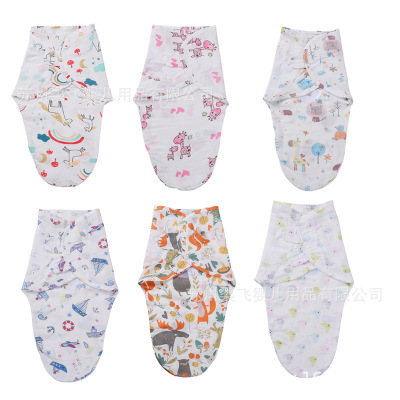 Newborn Four Seasons Swaddling Single Layer Cotton Anti-Kick Sleeping Bag Cartoon Sweat-Absorbing Breathable Swaddling Gauze Swaddling