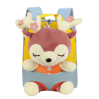 Korean Style Children's Plush Fawn Kindergarten Cartoon Schoolbag New Cute and Lightweight Burden-Reducing Nylon Backpack Fashion