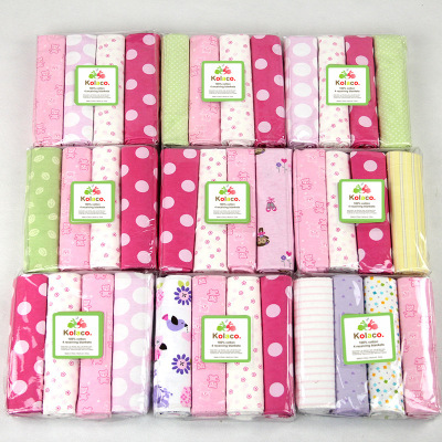 Factory Price Promotion Cotton Flannel Baby Wraparound Cloth Printing 76x76 Single Layer 4 Pack Foreign Trade Bed Sheet Wrap Blanket