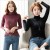 Fleece-Lined Thickened T-shirt Fall and Winter Inner Wear Half Turtleneck Korean Style Dralon Top Women's Solid Color