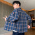 DBN Men's Clothing# Men's Shirt Trendy Plaid Long Sleeve Shirt Spring and Autumn 2021 Ruoshuai Jacket Shirt Men