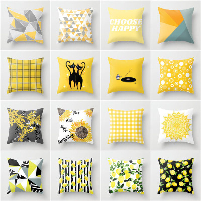 Nordic Instagram Style Yellow Series Pillow Super Soft and Short Plush Living Room Internet Celebrity Same Car Sofa and Bed Cushions