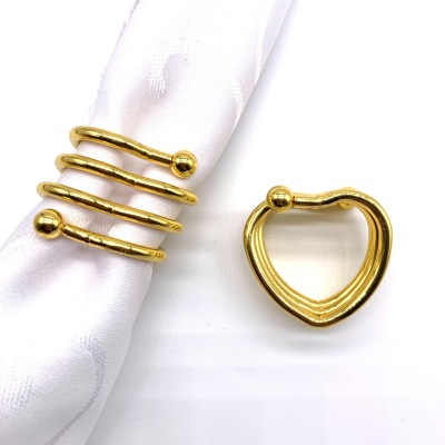 Hotel Sample Room Foreign Trade Wire Heart-Shaped Napkin Ring Napkin Ring Metal Plating Napkin Ring Square Placemats Buckle Wholesale