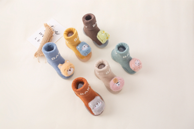 [Cotton Pursuing a Dream] Infant Rubber Sole Ankle Sock Winter Terry Mascot Doll Western Style Unique
