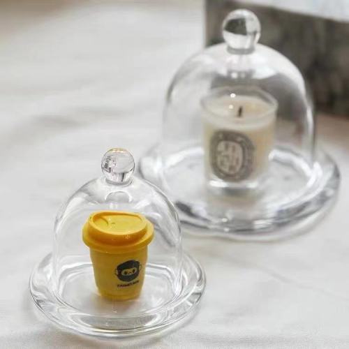 Carols Japanese and Korean Ins Same Mini Crystal Glass Cover Set Transparent Small Lemon Cover Dessert Food Dust Cover