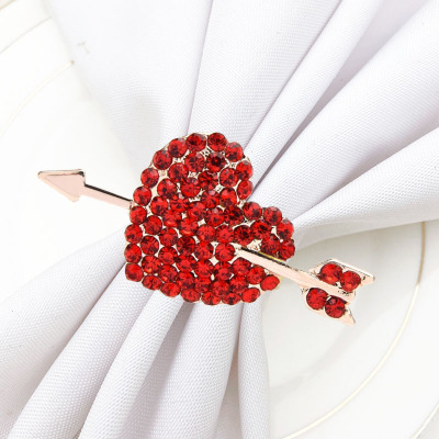 Hotel Tableware Valentine's Day Red One Arrow through Heart Napkin Ring Napkin Ring Napkin Ring Factory Wholesale
