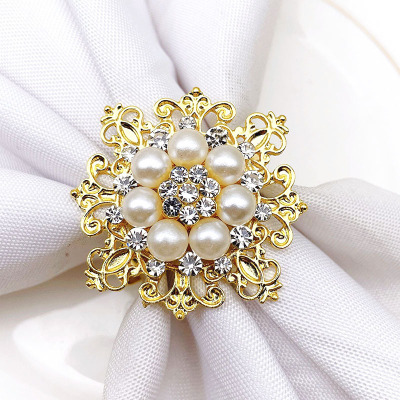 Hotel Rhinestone Pearl Napkin Ring Napkin Ring Napkin Ring Napkin Ring Alloy Factory Wholesale