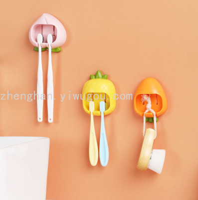Fruit Toothbrush Rack Punch-Free Seamless Cartoon Household Bathroom Tooth-Cleaners Storage Rack