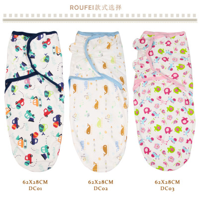 Newborn Summer and Autumn Swaddling Baby Single Layer Cotton Anti-Kick Sleeping Bag Cartoon Swaddling Cotton Four Seasons Available