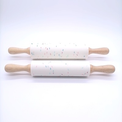 Creative Candy Grain Baking Tool Wooden Handle Edible Silicon Rolling Pin Roller Rolling Pin 8-11 Inch