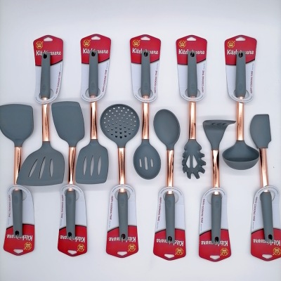 11-Piece Set of Rose Silicone Gold Stainless Steel Handle Silicone Kitchenware Kitchen Tools Suit