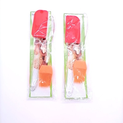 Small Silicone Brush Silicone Scraper 2-Piece Set Barbecue Oil Brush Cream Scraper for Baking Cake Scraper