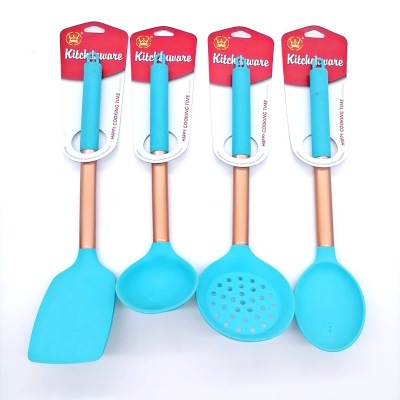 Silicone Kitchen Set Stainless Steel Handle Silicone Kitchenware Set 8-Piece Non-Stick Pan Ladel Tool Set