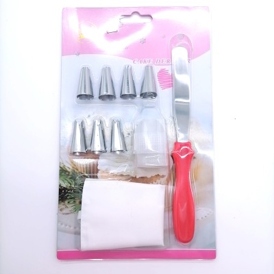 Paper Card Medium Stainless Steel Mouth of Piping Device Decorating Pouch Large Converter Scraper Baking Tool Set 10pc
