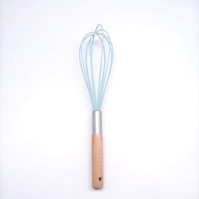 12-Inch Stainless Steel Beech Handle Silicone Eggbeater Batter Blender Baking Tool Plastic Manual Eggbeater