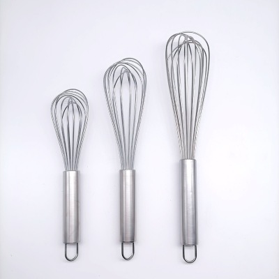 8-Wire Thickened Stainless Steel Eggbeater 10-Inch 12-Inch 14-Inch Baking Tool Plastic Manual Eggbeater
