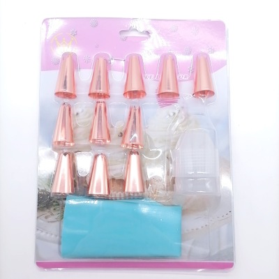 Decorating Cake Baking Suit Rose Gold Stainless Steel Mouth of Piping Device Decorating Pouch Converter Baking Tool 13Pc