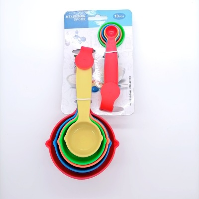 Factory Direct Sales Card Binding Baking Tool Plastic Measuring Cups Measuring Spoon 10Pc Color Measuring Spoon