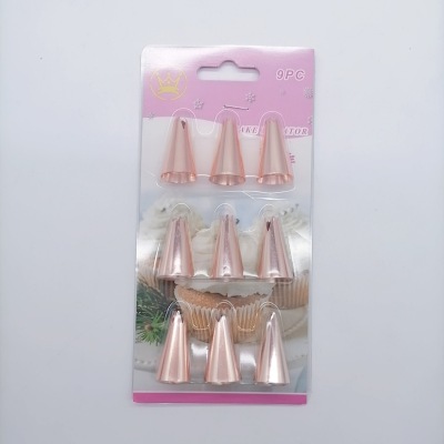 Decorating Cake Baking Suit Rose Gold Stainless Steel Mounted Flower Mouth Set Baking Tool 9pc