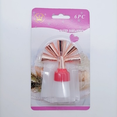 Rose Gold Stainless Steel 6 Decorating Nozzle Decorating Pouch Converter Baking Tool Set 8pc