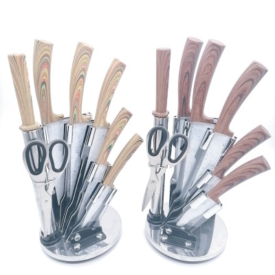 Color Box Package Knife Set Kitchen Knife Stainless Steel Household Kitchen Knife Kitchenware Combination Knife Set 8-Piece Tree Pattern Handle
