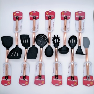 Plastic Rose Gold Stainless Steel Handle Silicone Handle Silicone Kitchenware 11-Piece Set Kitchen Tools Suit