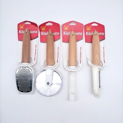 New Wooden Handle Stainless Steel Cutter Pizza Shovel Grater Cheese Planer Ice-Cream Spoon Bottle Opener Kitchen Gadget