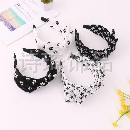 headband wide edge fashion wide korean simple all-match hair pressing hairpin floral fabric pattern headband hair accessories elegant female