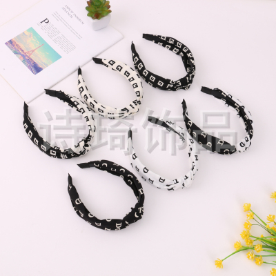 Mixed Color Interwoven Knot Design Headband Simple Fabric Knot Hairpin Headband Sweet All-Matching Lady Wide-Edged Headband