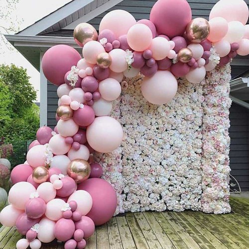 cross-border new pink balloon chain set retro rose red birthday party supplies wedding decoration layout