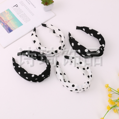 Simple Color Fashion Printing Knotted Crossed Headband Trendy Women's Wide Edge Slimming Hair Pressing Hairpin Headdress Hair Hoop