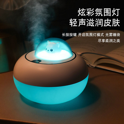 Humidifier Small Mini Adorable Pet USB Student Night Light Mute Home Bedroom Office Desk Surface Panel Spray