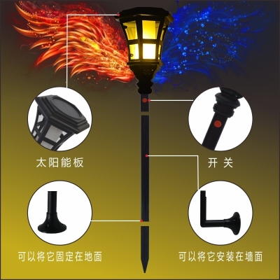 LED Solar Outdoor Torch Lamp Flame Lamp Courtyard Lawn Landscape Ground Plugged Light