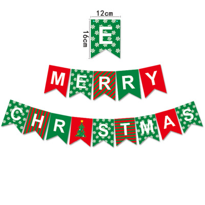 Amazon Cross-Border Christmas Decoration Snowflake Hanging Flag Merry Christmas Swallowtail Flag Wholesale