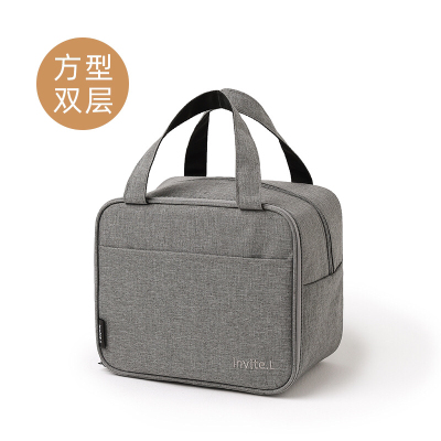New Lunch Bag Thermal Bag Double Layer Lunch Box Handbag Aluminum Foil Large Capacity Office Worker Student Portable Lunch Bag
