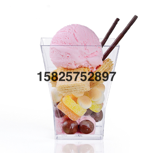 Disposable Dessert Cup Dessert Cup Cake Cup Ice Cream Cup Transparent Plastic Disposable with Lid PS Hard Plastic Cup