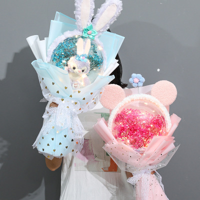 One Piece Dropshipping Valentine's Day Gift Starry Bouquet Acrylic Bounce Ball Finished Product Preserved Fresh Flower Birthday Gift