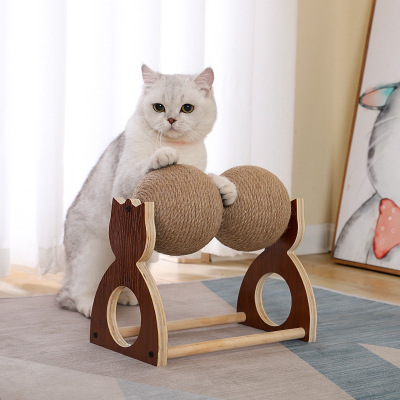 Solid Wood Sisal Ball Cat Toy Grinding and Scratching Cat Scratching and Itching Integrated New Generation Cat Cat Toy